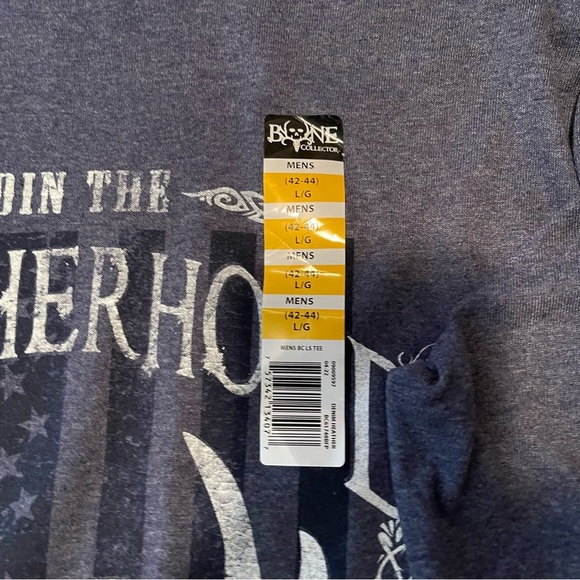 Blue Long Sleeve Tee with Skull Graphic Design - Picture 4 of 9